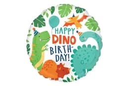 Фольгована кулька круг 01482 "Happy Dino Birthday " зелена 18"(45см) 1шт.