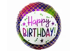 Фольгована кулька круг 01460 "Happy Birthday " кольорова 18"(45см) 1шт.