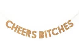 Гірлянда паперова  літери "Cheers Bitches", рожеве золото з глітером, в уп (1 шт)