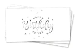 Паперовий конверт на гроші білий 'Happy Birthday' срібне тиснення