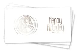 Паперовий конверт на гроші білий "Happy Birthday woman" рожеве золото тиснення 1шт.