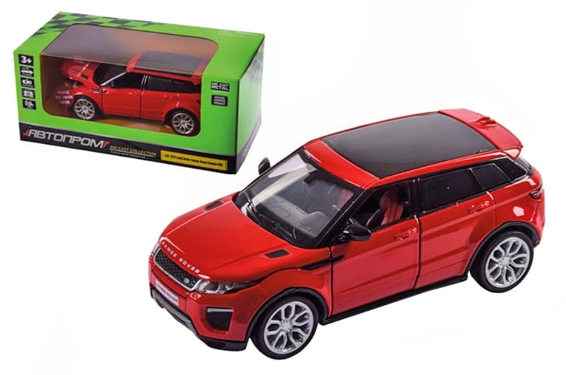 Машина металева АВТОПРОМ 68464 "АВТОПРОМ",1:32 2017 Land Rover Range Rover Evoque HSE, на батарейки, світло, звук, відкриваються двері, коробка 18*9*9 см