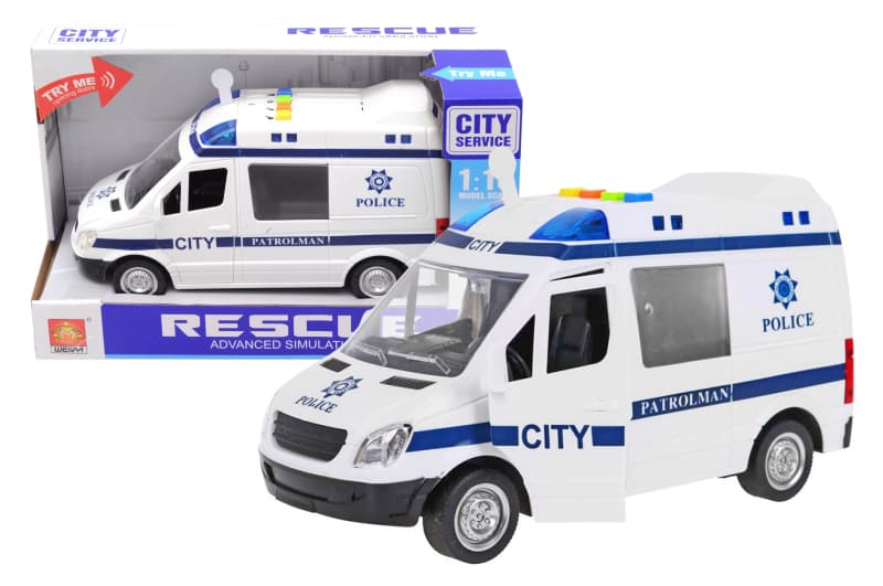 Машина "Поліція" інерційна, озвучена, зі світлом, в коробці WY590B р.27,5*12*17см