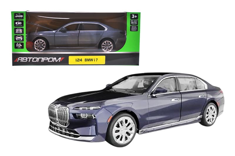 Машина металева 68283A 1:24 "BMW I7" батарейка, світло,звук,відкр.двері,капот,багажник, короб. 24,5x12x10см АВТОПРОМ