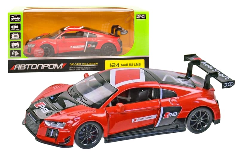 Машина металл 68262А (12шт/2)"Автопром", 1:24 Audi R8 LMS,відкр.двері, в кор. 24,5-12,5см