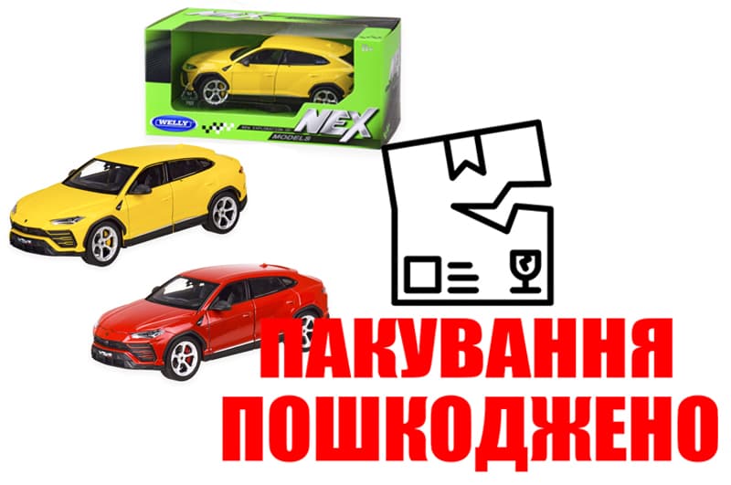OUTLET Машина металева WELLY 24094W 1:24 LAMBORGHINI URUS, відкр. двері, капот, 2 кольори, в коробці
