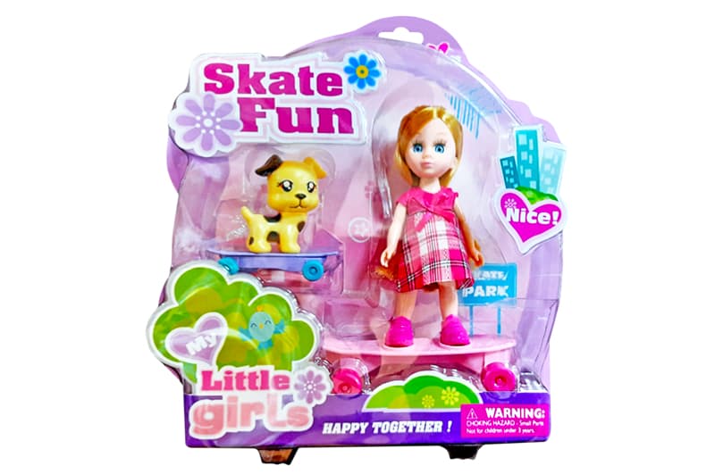 Лялька "Mini doll" на скейті на блістері 63020 р.29x30x8см