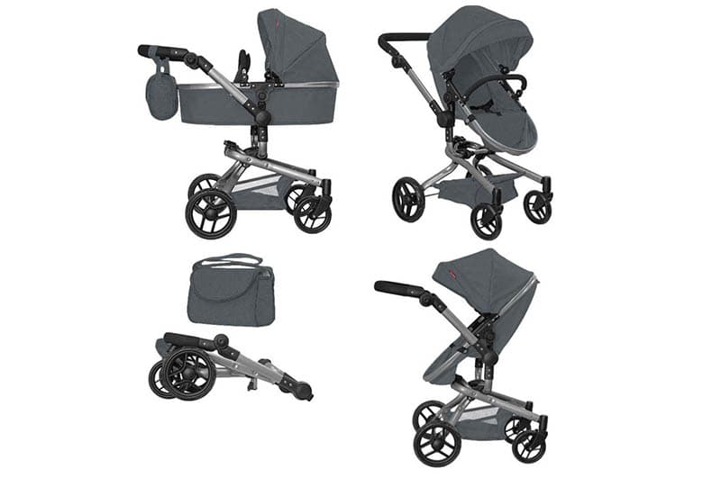 Візок для ляльки 2в1 FORTUNA 9695 GREY з сумкою метал.кор.54.5*14.5*38.5 CARRELLO