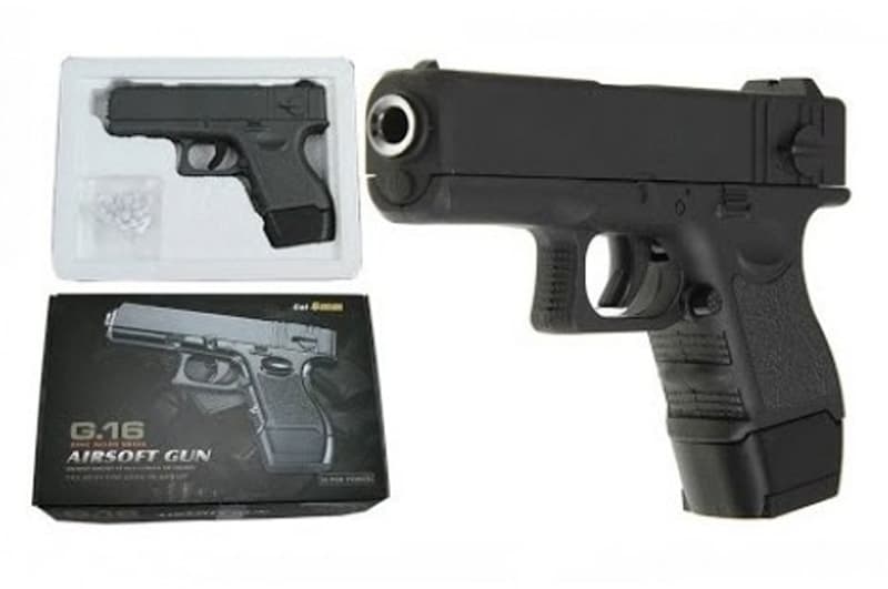 Пістолет Galaxy G.16 Glock 17 mini на кульках, металевий, чорний