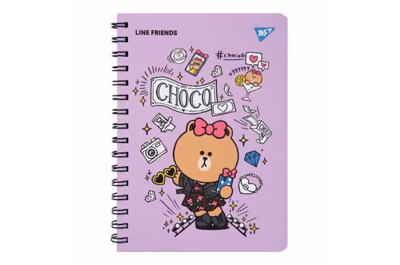 Блокнот YES А5, 80 арк., подв. cпіраль з гумкою "Line Friends" Choco