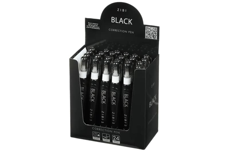 Коректор-ручка ZB.2903 BLACK, 5 мл, металевий кінчик ZiBi