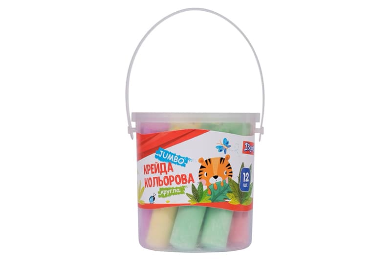 Крейда кольорова 1 Вересня "Zoo Land" 400441 12 шт. JUMBO у відрі