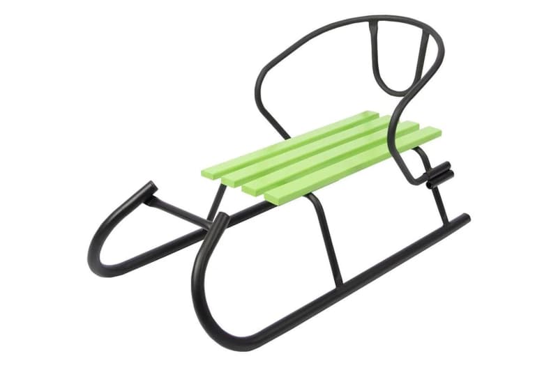 Санки "Овен" чорні зі спинкою, кольорові планки VITAN