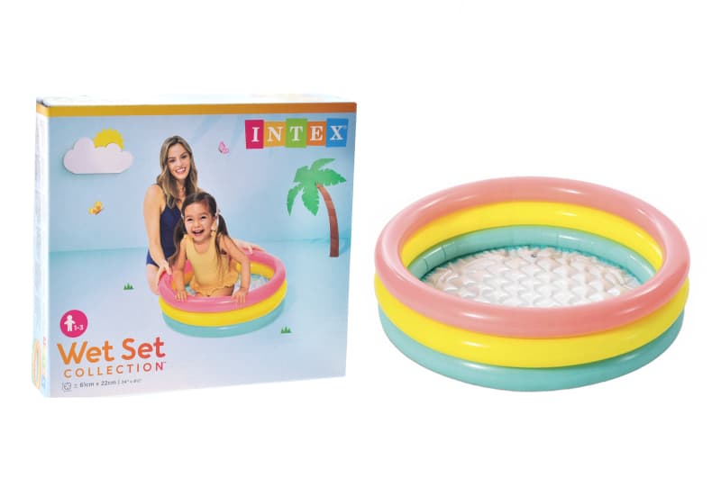Басейн Веселка (3 секціі, рифлене дно, ремкомплект) INTEX 57107 61*22см