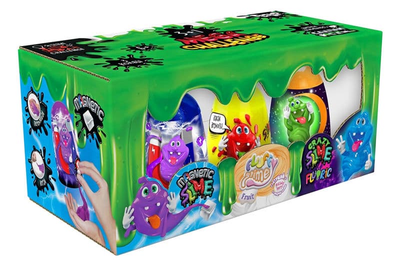 Слайм SLM-14-01U "Magnetic, Fluffy & Crazy Slime Fluoric" в коробці 3 шт. DANKO