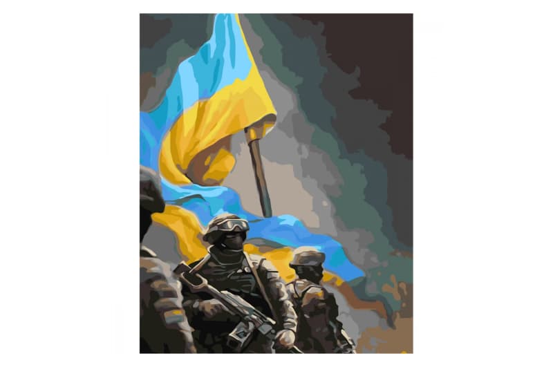 Набір для розпису по номерах Українські воїни розміром 30х40 см (SS-6566) STRATEG