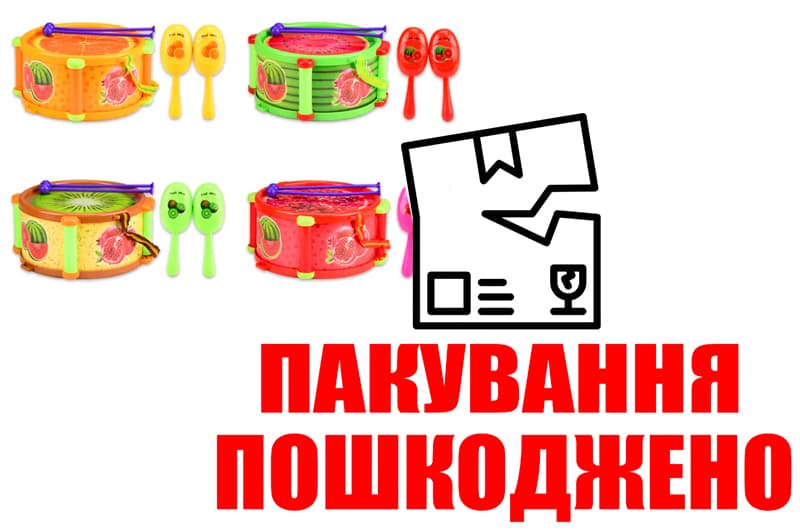 OUTLET Барабан 808-1C з маракасами, 4 види, в пакеті 27.5*28 см