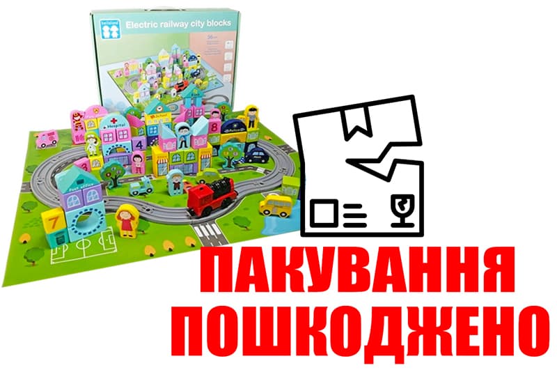 OUTLET Дерев яний конструктор Містечко 111дет в коробці BLLN-3515 р.38*28*7,5см