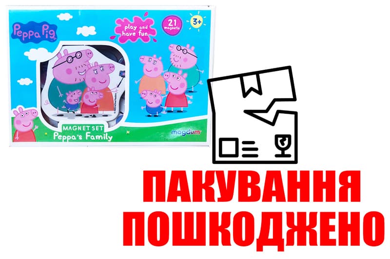 OUTLET Набір магнітів Свинка Пеппа Сім’я Пеппи, МЕ 5031-04, Magdum