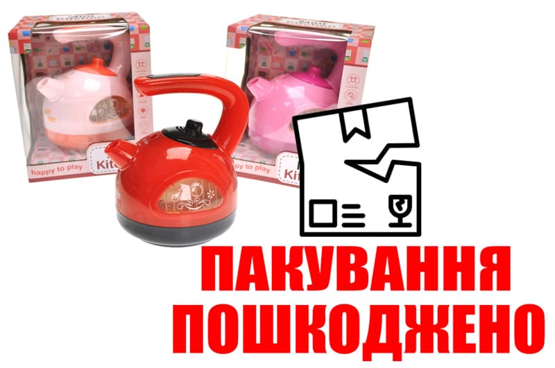OUTLET Чайник 5535-6 електричний, батарейки, музика, світло, пар, коробка 19,3*15,2*16,5