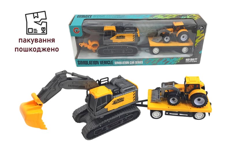 OUTLET Екскаватор з причіпом інерційний в коробці 99854-2 р.37*8,5*12,5см