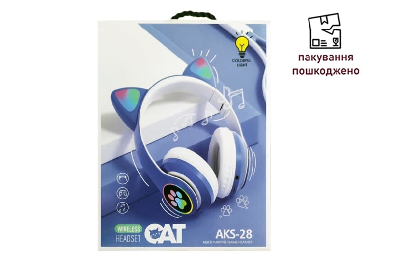 OUTLET Дитячі блутуз навушники LED CAT EAR STN-28/VIV23M/STN-23M/AA10-2/P10-2