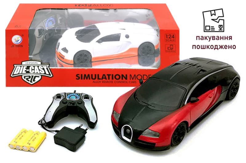 OUTLET Машина Bugatti металева на радіокеруванні, акумулятор, в коробці JT040 р.30*15,6*11,1 см