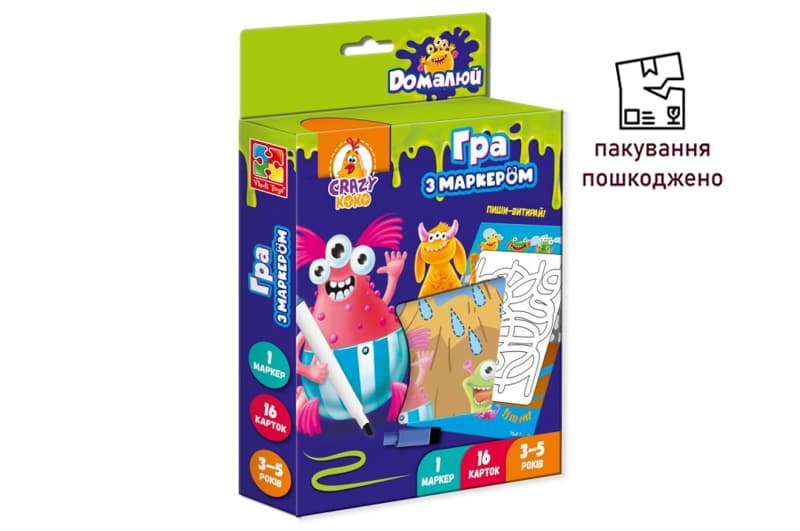 OUTLET Настільна гра Пиши ти витирай. Монстрики VT5010-18 VladiToys