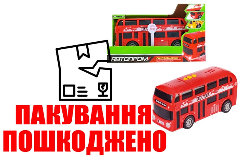 OUTLET Автобус батарейки 7988A АВТОПРОМ світло, звук, в коробці 21x13x11 см