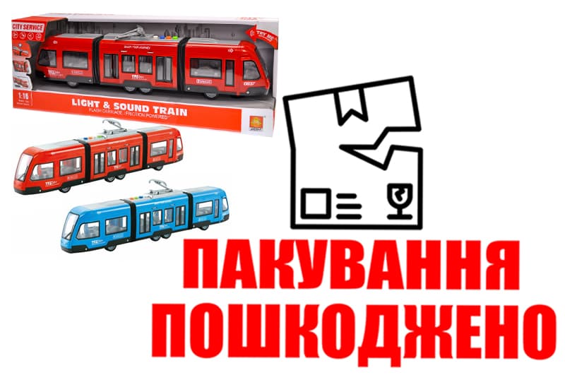 OUTLET Трамвай інерційний WY930AB озвучений, зі світлом, в коробці р.48x10,5x16,5см