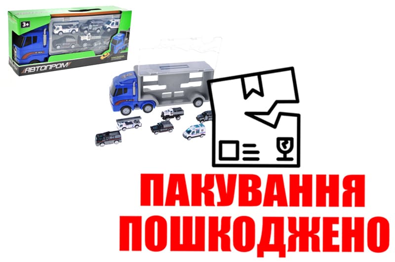 OUTLET Трейлер із машинками PS006-3 в коробці р. 34,5x14,9x9,5 см Автопром