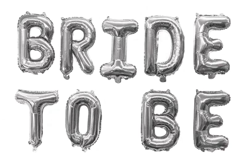Надпис ""Bride to be"" срібний 16' (40см)