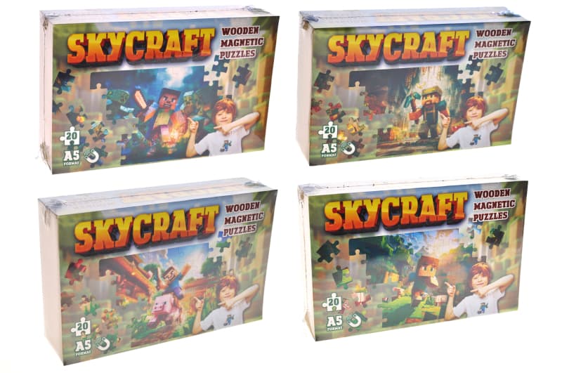 Дерев'яний магнітний пазл "Skycraft" 20 елм., 4 види, А5, в коробці р.19*12*5см