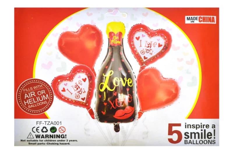 Набір "Love" 18" OUP1050 серце 4шт+1 бутилка 38*80 см.