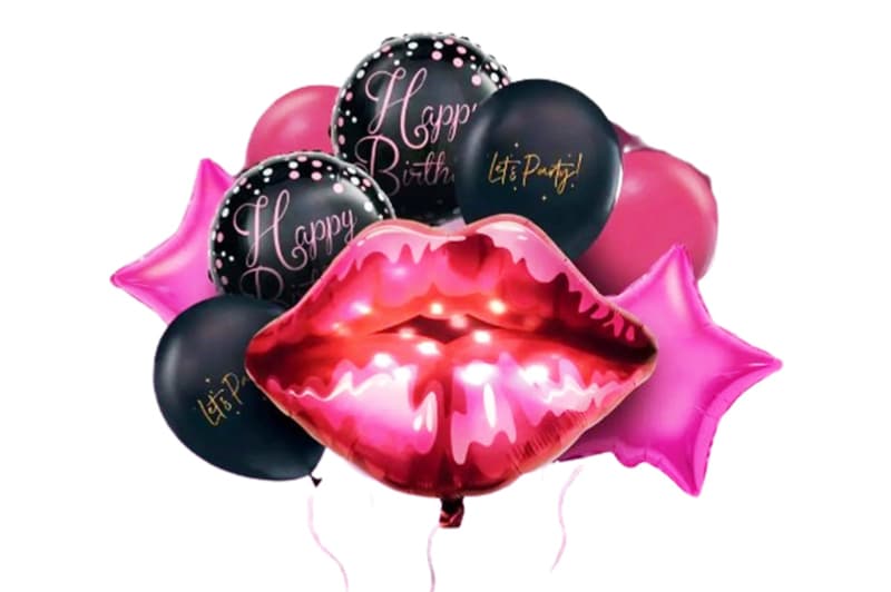 Набір з 9 повітряних кульок "Губи Happy Birthday" ТМ "Твоя Забава"
