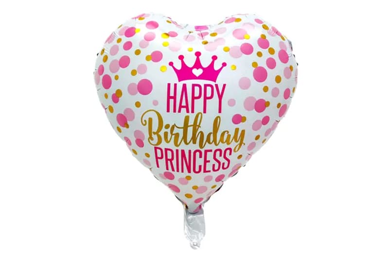 Фольгована кулька серце 17456 "Happy Birthday prinsess" рожева 18"(45см) 1шт.