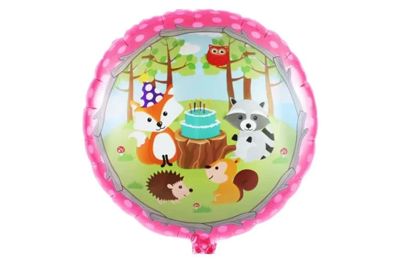 Фольгована кулька круг 01431 "Лісові звірята" рожева 18"(45см) 1шт.