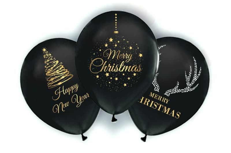 Латексні повітряні кульки 12"(30см) "Merry Christmas" чорні 12875 ТМ "Твоя Забава" 50шт