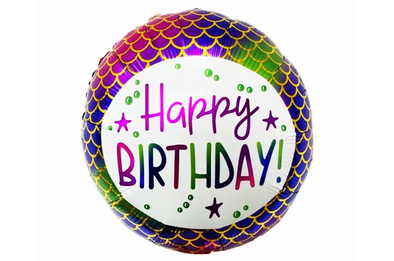 Фольгована кулька круг 01460 "Happy Birthday " кольорова 18"(45см) 1шт.